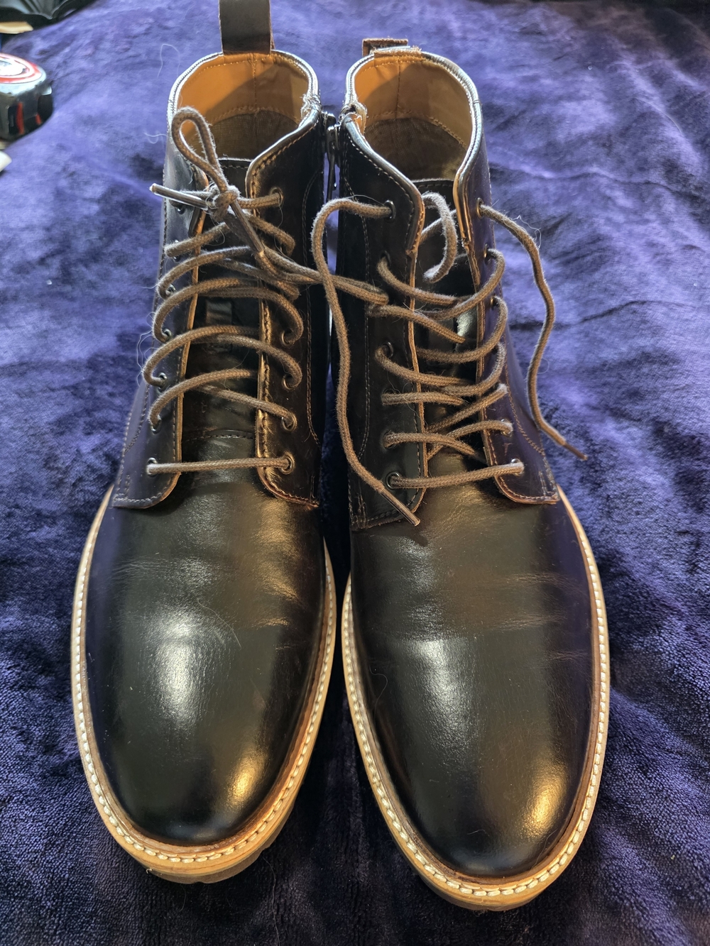 Steve Madden Men’s Mahogany Brown Leather Lace-Up Side-Zip Boots